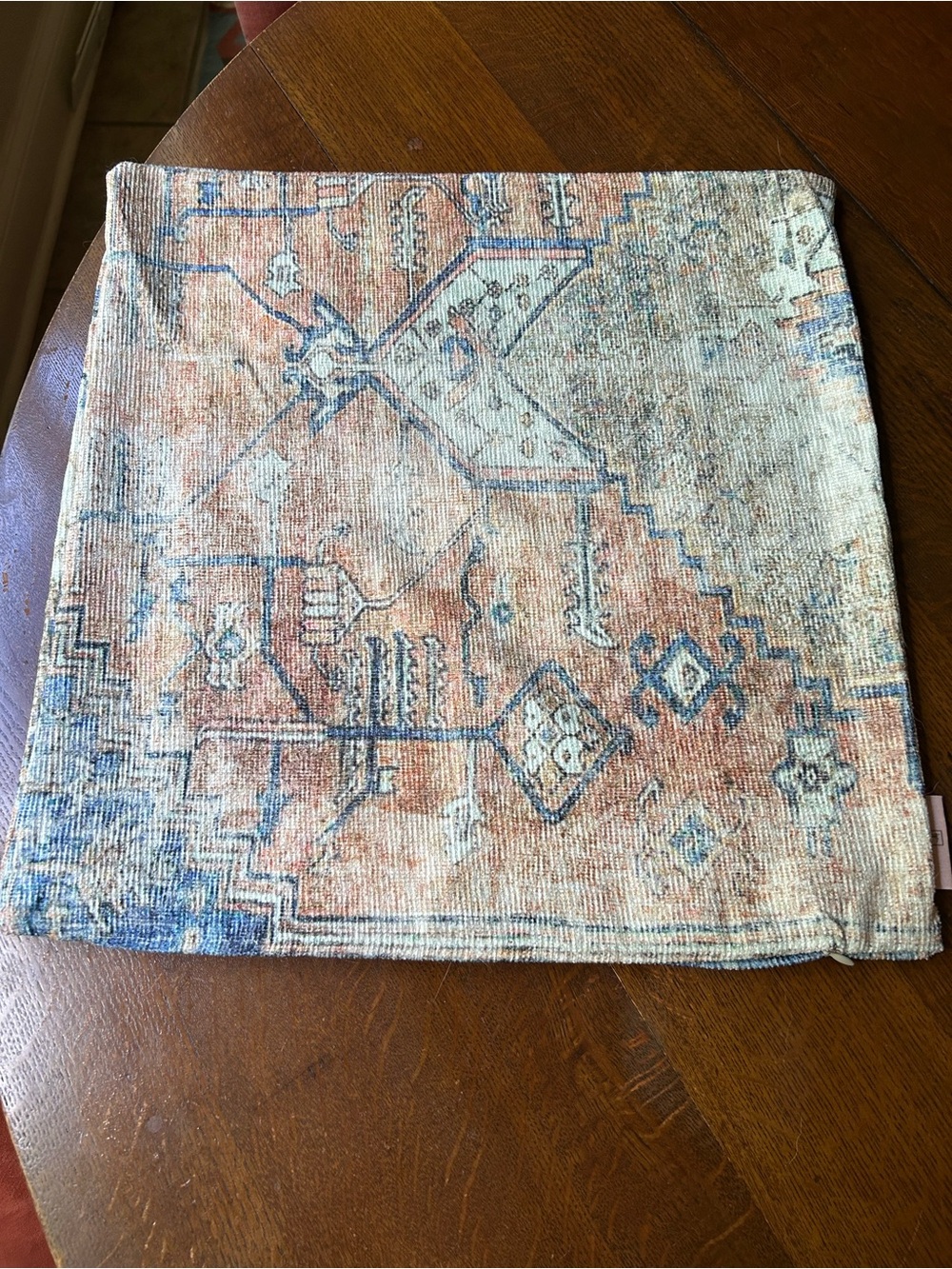 2 Vintage-Inspired Muted Blue and Coral Accent Pillow Covers